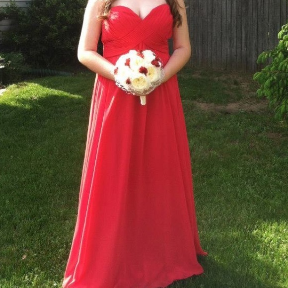 Red floor length dress by Mori Lee - Picture 3 of 8